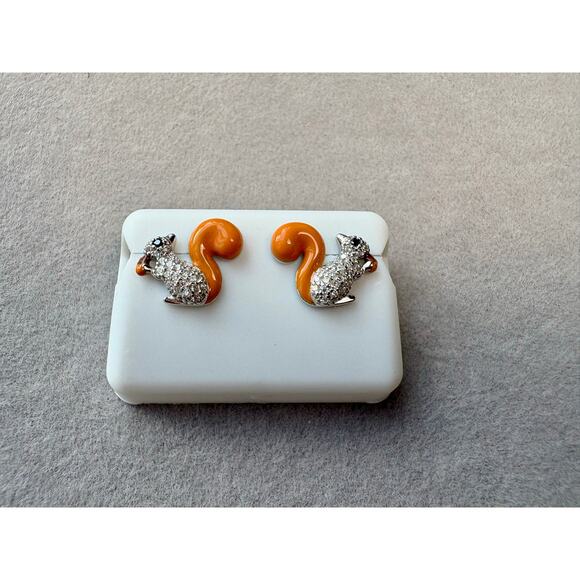 None and/or Unknown Jewelry - NWT .5CTW Moissanite Squirrel Pushback Earrings - 925 Silver